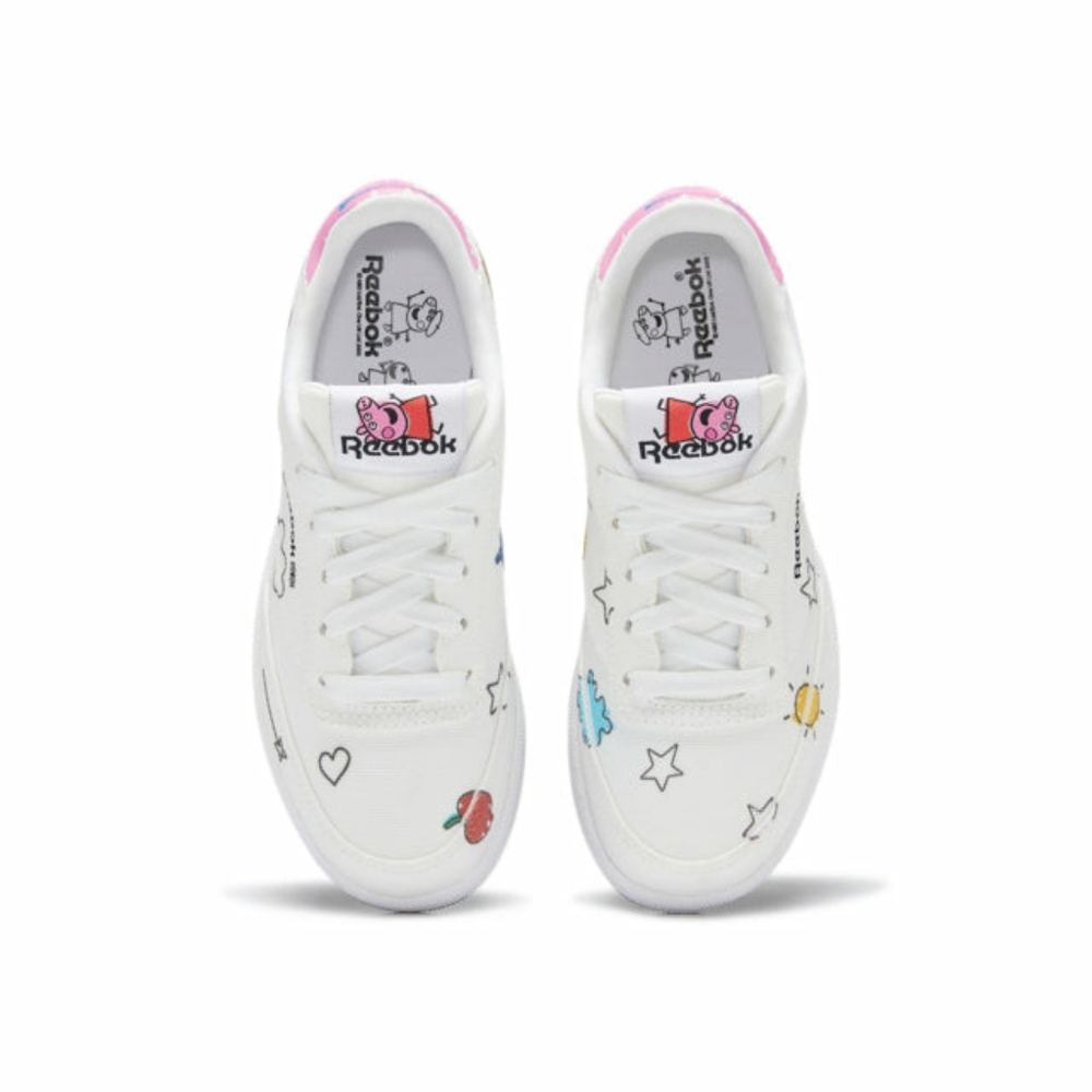 Peppa Pig Reebok Club C lace up kids sneakers, white, size 12
